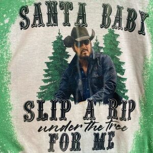 Green Yellowstone Rip Christmas Santa Baby Graphic T-Shirt